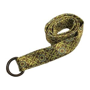 J. Crew NEW NWT 100% Silk Brocade Floral Belt Size S/M Brown Chartreuse Tapestry